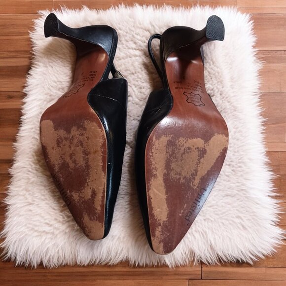 Unlisted Black Leather Slingback French Bell Heels Size 9 - Picture 11 of 11